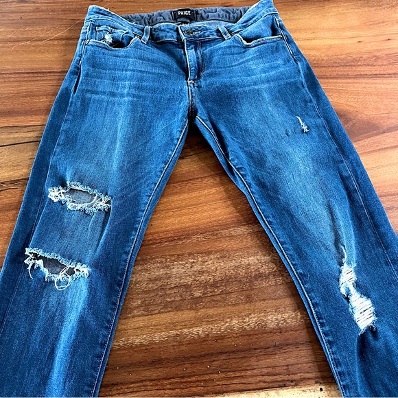 Paige Women’s Bridgett Destructed Strait Leg Jeans Size 26 Stretch Sculpting - Picture 10 of 14